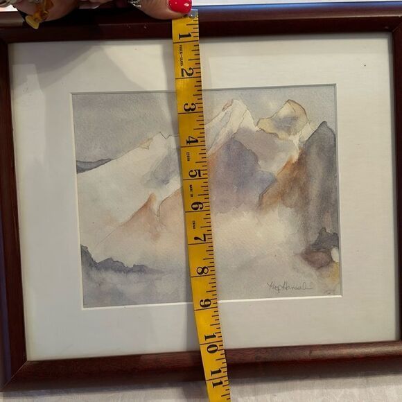 Art Watercolor Pastel Mountain Range Framed Signed Kay Hannah - Picture 6 of 12